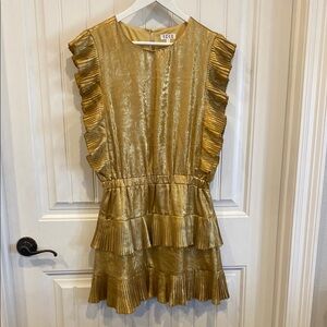 TCEC Gold Tiered Ruffle Mini Dress